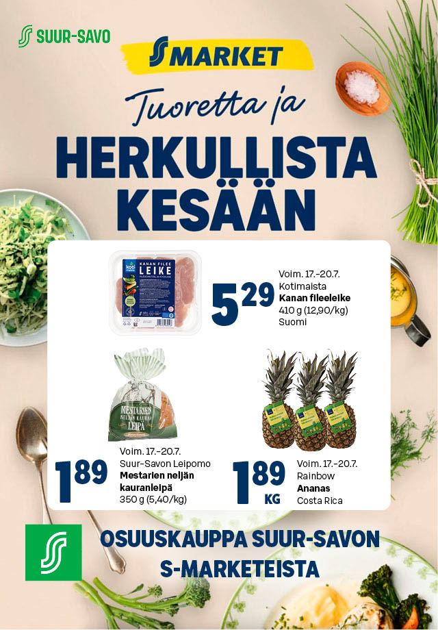 Osuuskauppa Suur-Savon S-marketeista 17.-20.7.